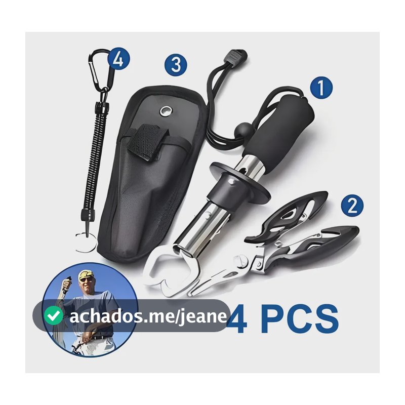 Kit Pesca Alicate Contenção Peixe E Alicate Bico Saca Anzol Kit 4