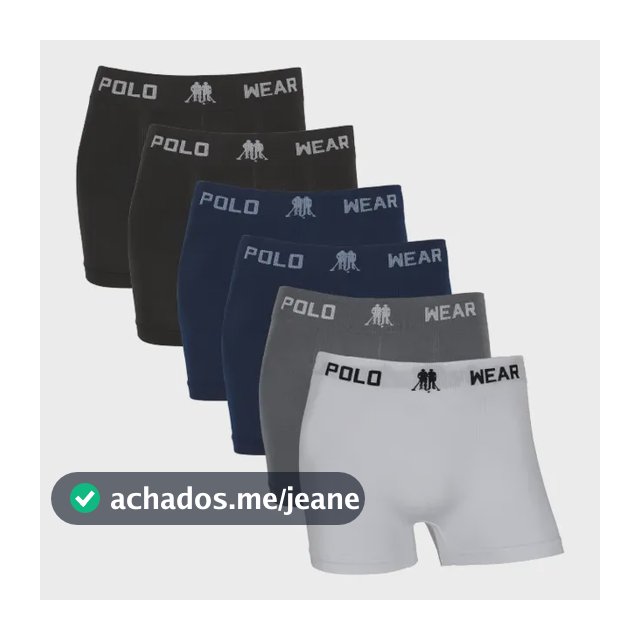 Kit 6 Cuecas Boxer Sem Costura Polo Wear Microfibra