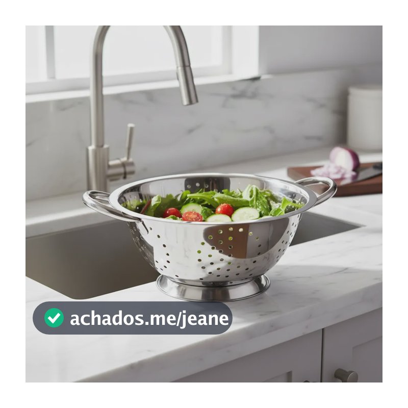 Escorredor De Macarrão/ Saladas/ Legumes/ Inox 24cm Com Alça Inox