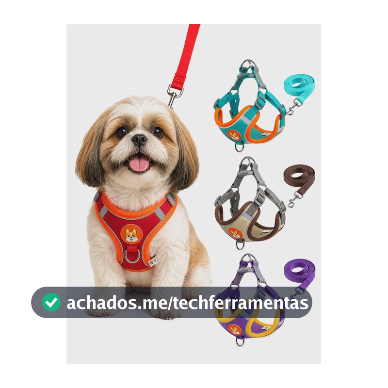 Coleira Peitoral para Cachorros e Gatos Design Ergonômico Faixa Reflexiva Com Guia de Passeio Colete Pet Respirável Antipuxão Vermelho M