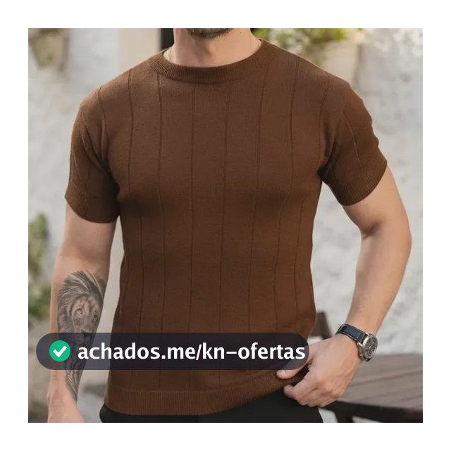 Camiseta Social Masculina Modal Tricô Macia Canelada Casual