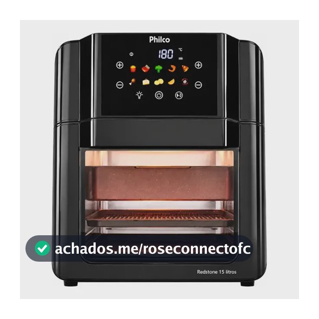 Philco PAF15C Fritadeira Air Fryer Oven 15 Litros Revestimento Redstone Porta Removível Luz Interna 10 Funções Preta