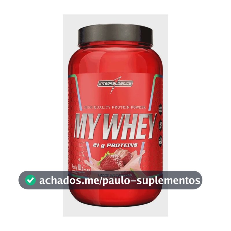 My Whey Shake De Morango 900g Integralmédica Whey Protein 21g Proteína BCAA Aminoácidos Suplemento Alimentar Ganho Massa Muscular Hipertrofia Recuperação Pós Treino Low Carb Rápida Absorção