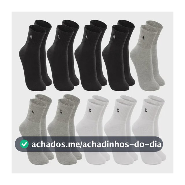 Kit 10 Pares Meia Lupo Original Masculina Cano Médio Algodão