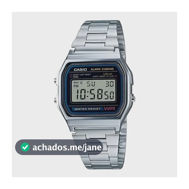 Relógio Unissex Casio Digital Esportivo A158wa-1df Prata Retrô Vintage Pulseira em Aço Inoxidável