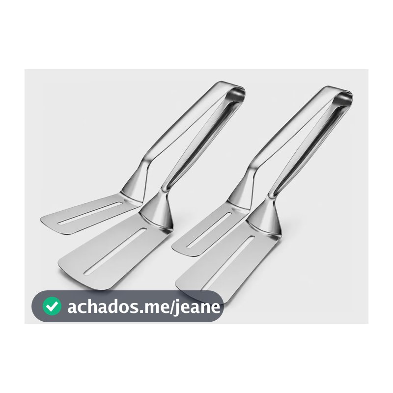 Kit 2 Espátula Inox 2 Em 1 Para Pizza E Churrasco Prateado