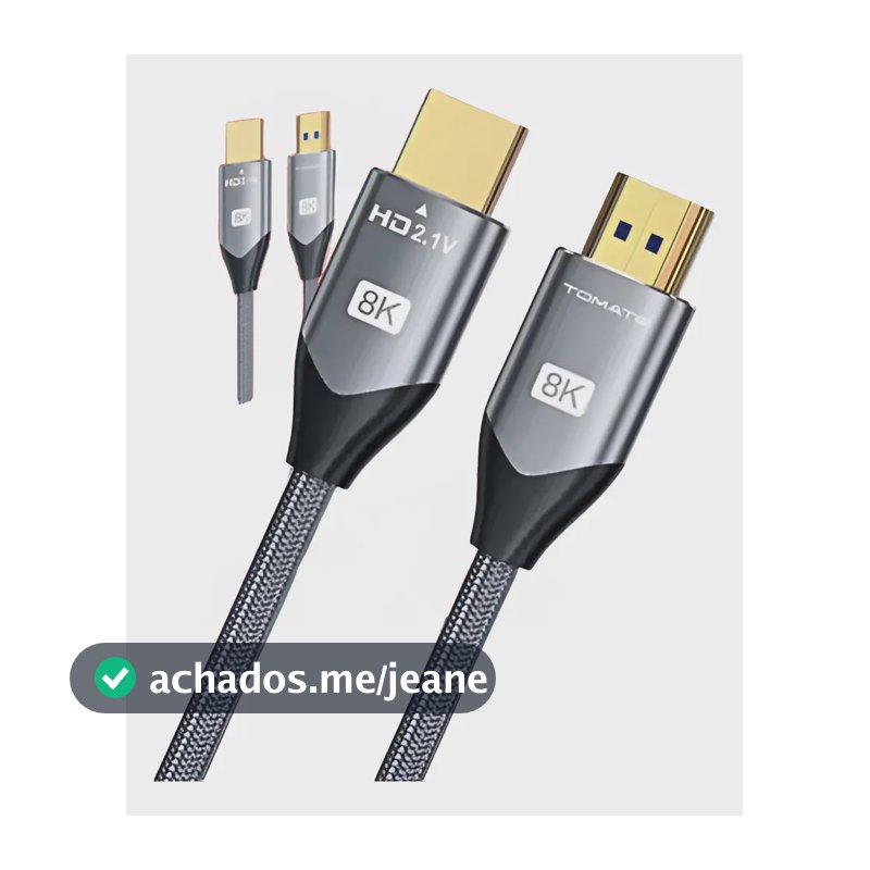 Cabo HDMI 2.1 8K 120Hz 2 Metros Conector Ouro Alta Velocidade