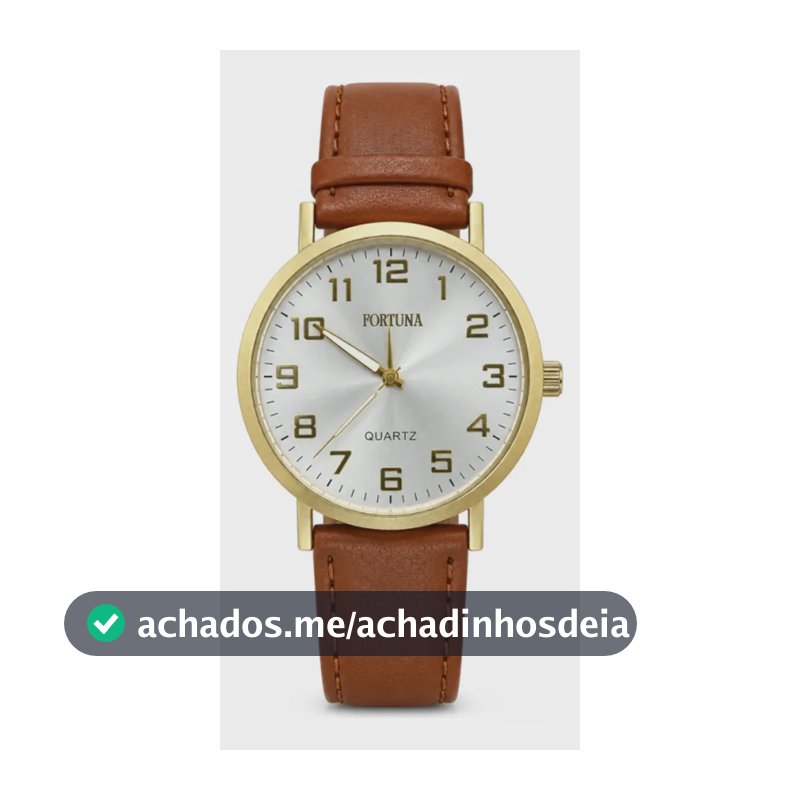 Relógio De Pulso Masculino Minimalista Old Money Fortuna Marrom Claro Cx Dourada Branco3