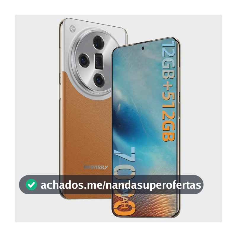 Celular Smartphone Bobarry X7 Pro 5G 12GB RAM+512GB Rom Dimensity 9200 Tela Infinity-O 6,82 Polegadas Bateria 7000mAh Android 16 Alto-falantes Estéreo Duplo Reconhecimento Facial e Impressão Lateral