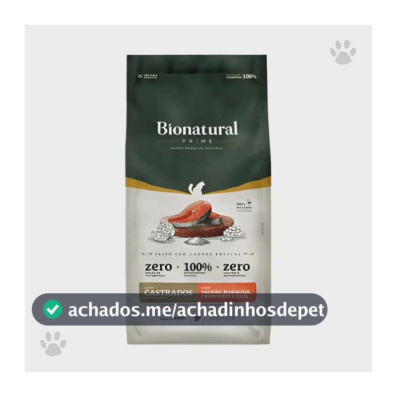 Ração Prime Bionatural Gato Castrado Salmão 7,5kg