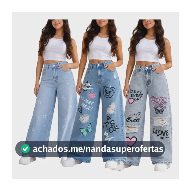 Kit 3 Calças Wide Leg Jeans Menina Infantil E Juvenil Menina