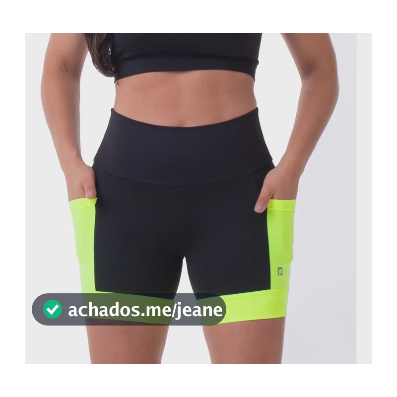 Shorts Para Corrida De Compressão Feminino Preto Amarelo P