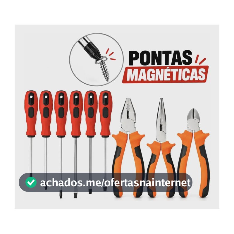 Chave De Fenda E Phillips 6 Peças + 3 Alicates
