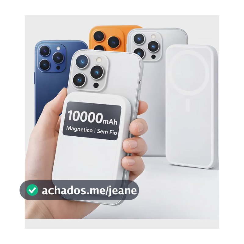 Power Bank Magnético 10000mah Sem Fio Para iPhone 15 14 13 Branco