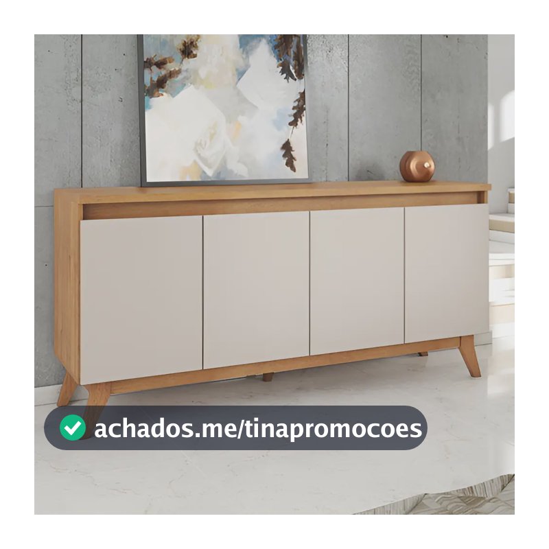 Balcão Buffet 4 Portas Terni Viero Cor Mel/Off white