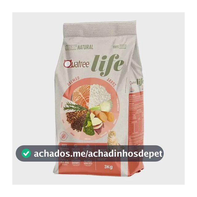 Ração Gato Adultos Castrados Quatree Life Salmão Arroz 3kg