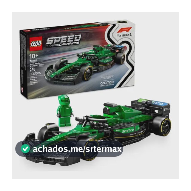 LEGO Speed Champions Carro de Corrida Aston Martin Aramco F1 AMR24 77245; Carro de Fórmula 1