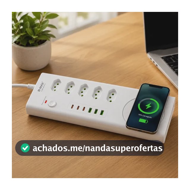 Extensão Filtro Linha Turbo Pd Régua 20 5 Tomada Usb Indução Branco 127/220v