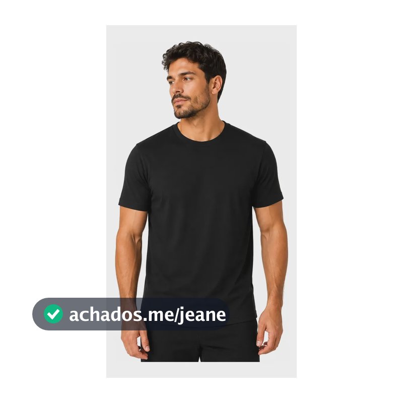 Camiseta Tech Modal Antiodor Não Amassa Não Desbota Premium Preto Lisa M Liso