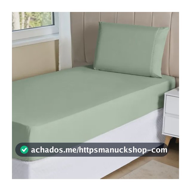 Jogo Lençol 2 Peças Solteiro Hipercal 400 Fios Leve Luxo Cor Verde Desenho do tecido Liso