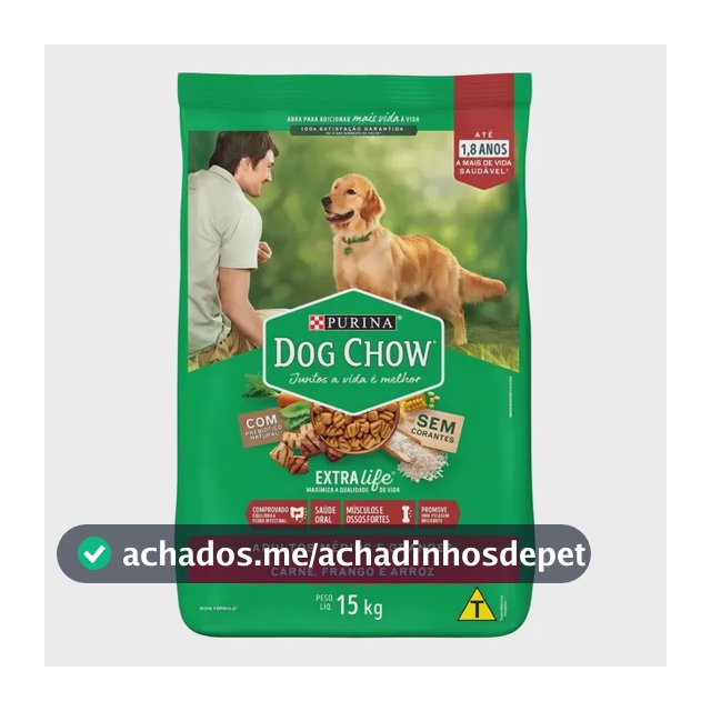 Ração Dog Chow Extra Life Cães Adultos Médio/Grande 15Kg