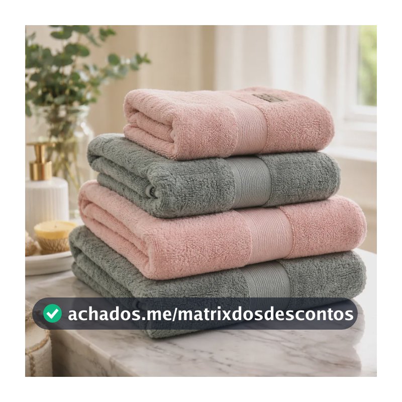 Jogo De Banho Gigante Kit 4 Toalhas Algodão Nobre Camesa Cinza/rosa Liso