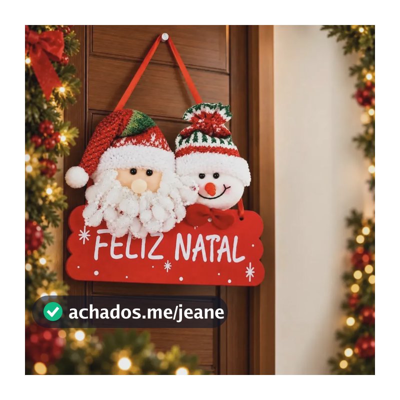 Enfeite Porta Feliz Natal Para Pendurar Guirlanda Decoração