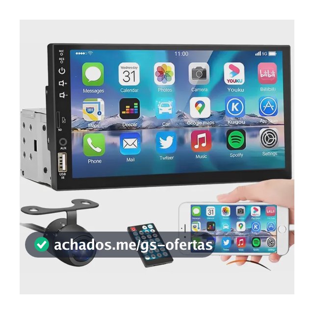 Central Multimídia Universal Mp5 1 Din 7 Espelha Dvd+ Cam Kit Multimidia 1 Din