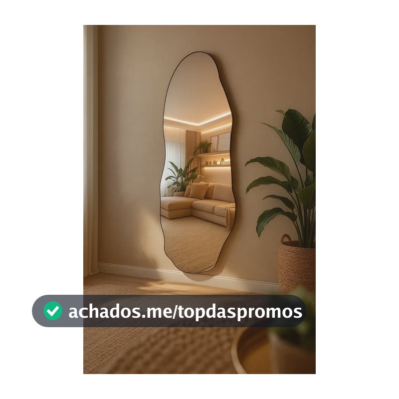 Espelho Grande Corpo Inteiro 115x40 Moderno Orgânico Luxo Sem Moldura