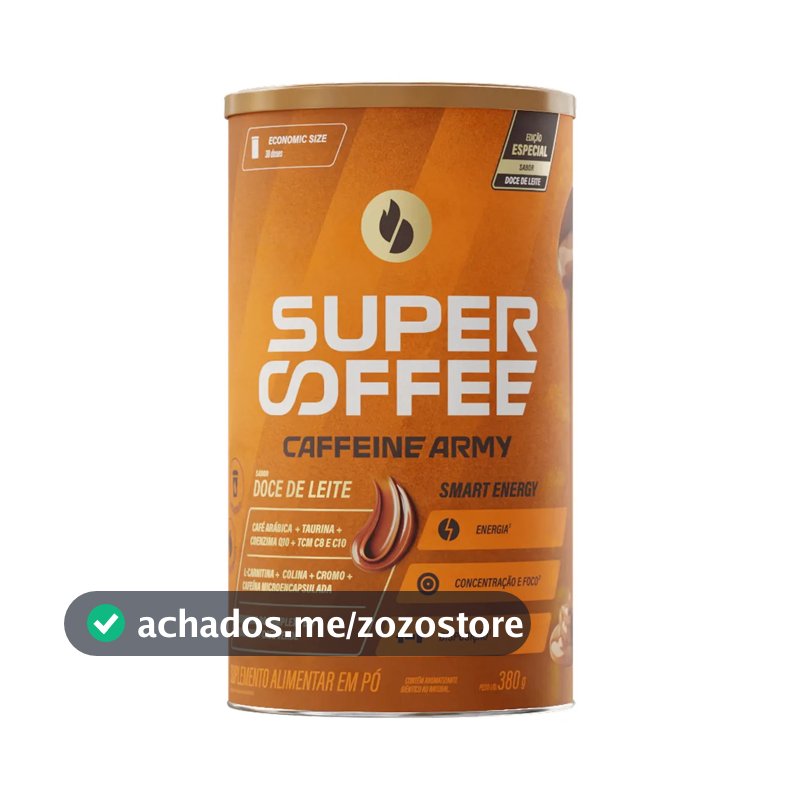 Cafeína Caffeine Army Supercoffee Classic Size em pó sabor Doce de leite x 380g