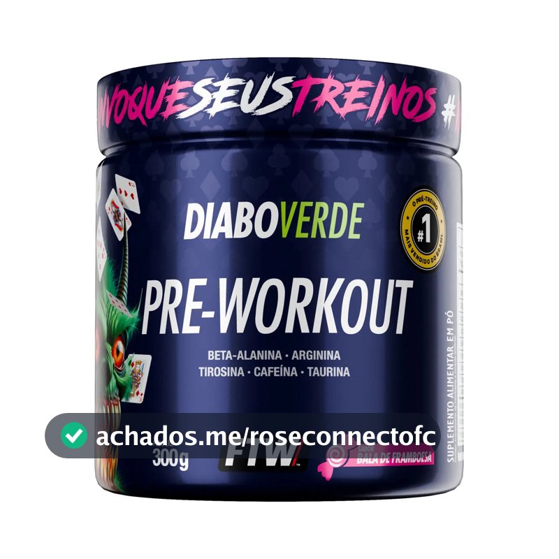 Pré Treino Pre Workout DIABO VERDE Pote 300g Sabor Bala De Framboesa Ftw