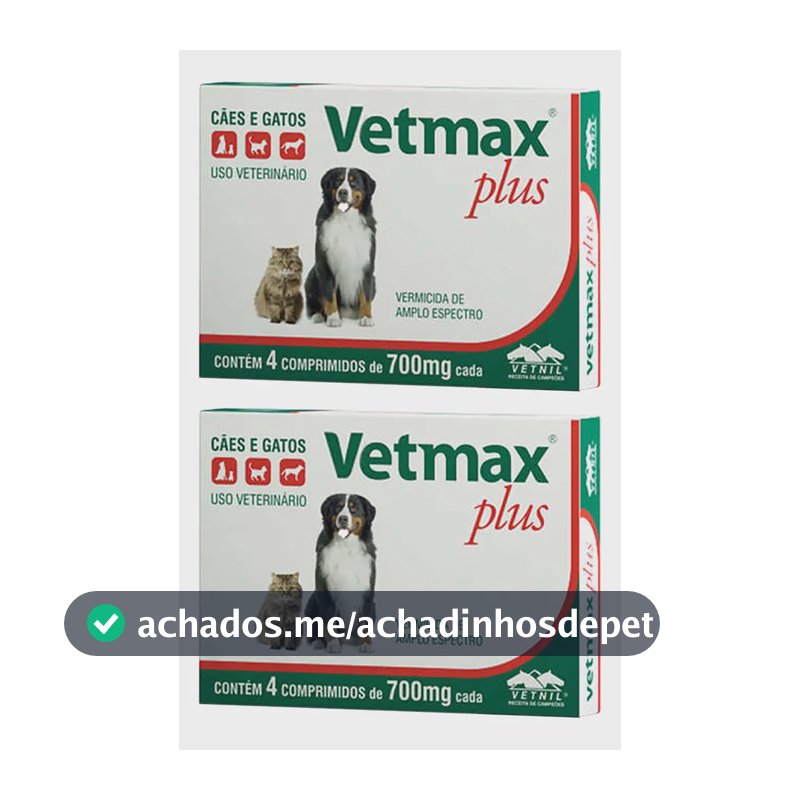Vetmax Plus 700mg Vetnil 4 Comp. Cães E Gatos Kit Com 2