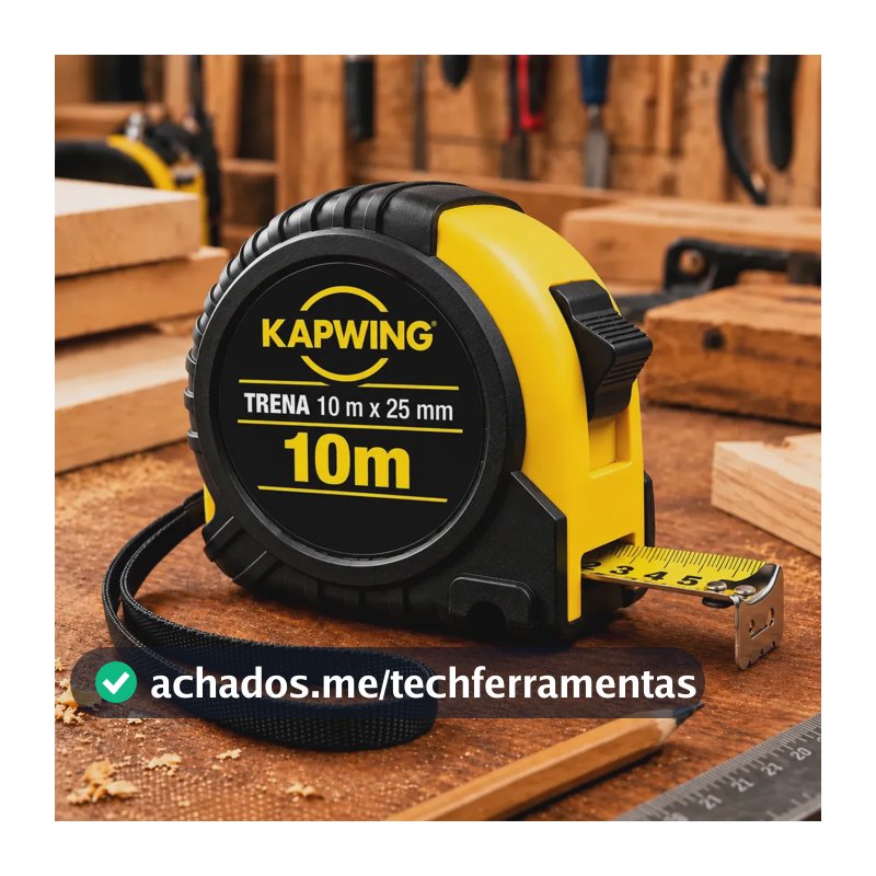Trena Profissional 10 Metros 25mm Emborrachada Reforçada Fita de Aço Com Trava Manual Medição