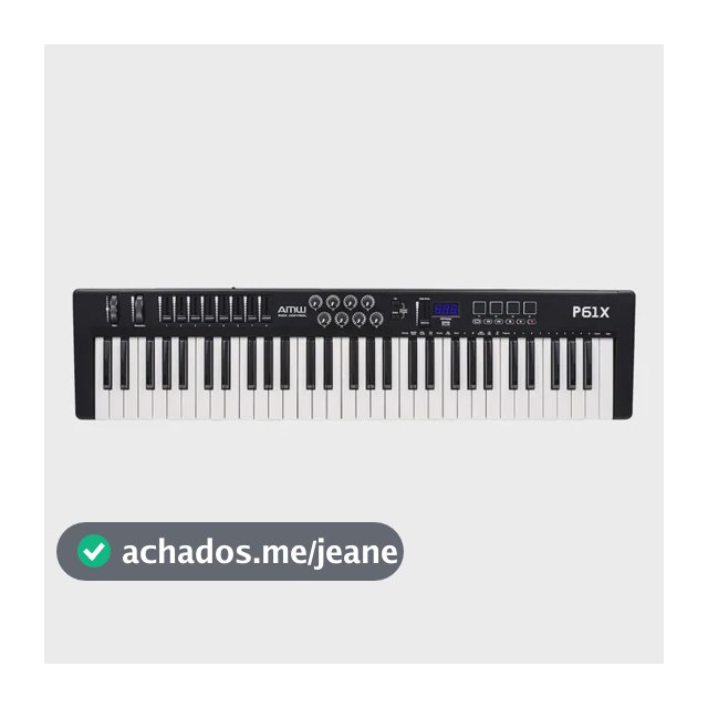 Teclado Controlador Midi Amw P61x USB 61 Teclas Sensíveis ao toque PADs Knobs Faders e funções avançadas . Preto