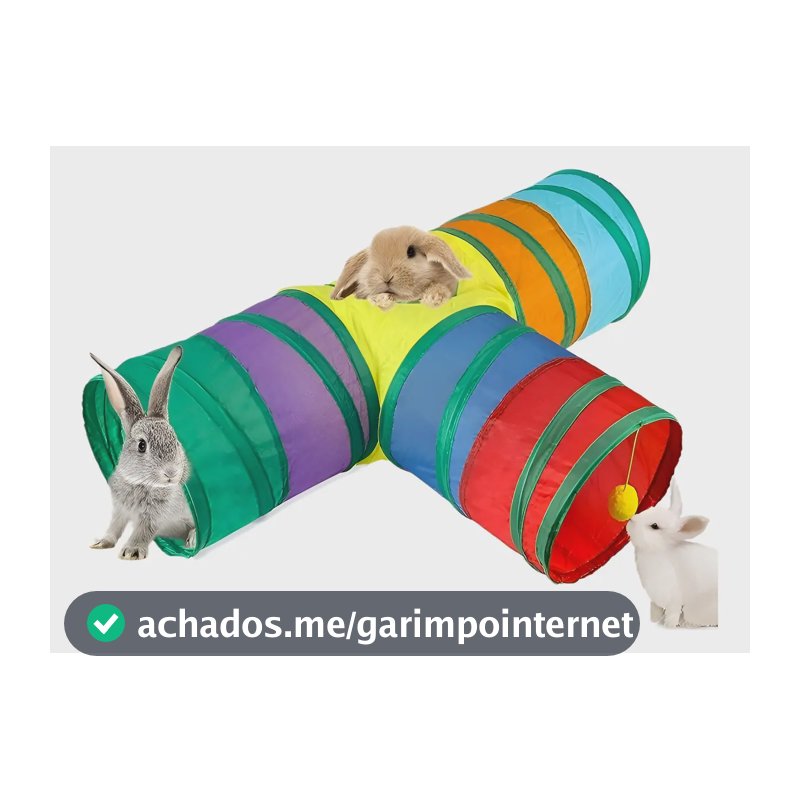 Túnel Tubo Dobrável 3 Vias Bunny Pet Gato Coelho Brinquedo