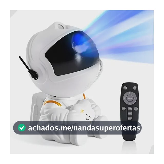 Luminária Projetor Luz Noturna Galáxia Nebulosa Astronauta Branco Astronauta Estrelas Branco 127/220v