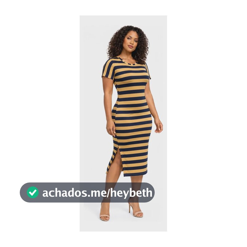 Vestido Midi Feminino Listrado Manga Curta Com Fenda Azul Com Caramelo Listras G2