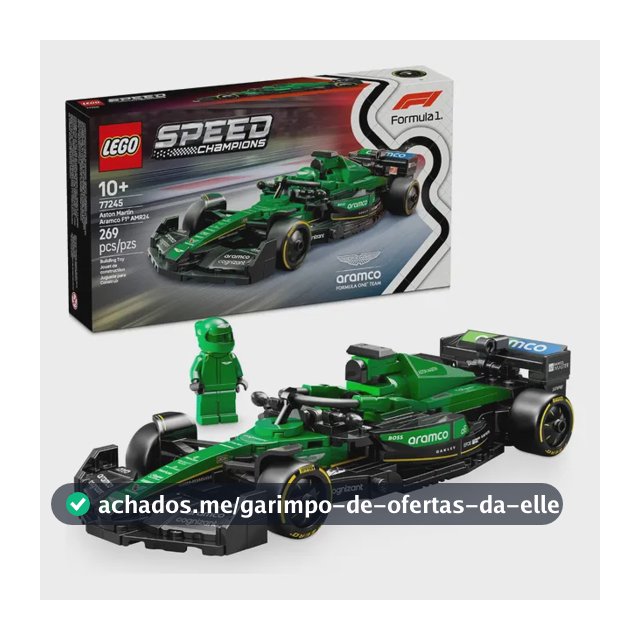 LEGO Speed Champions Carro de Corrida Aston Martin Aramco F1 AMR24 77245; Carro de Fórmula 1