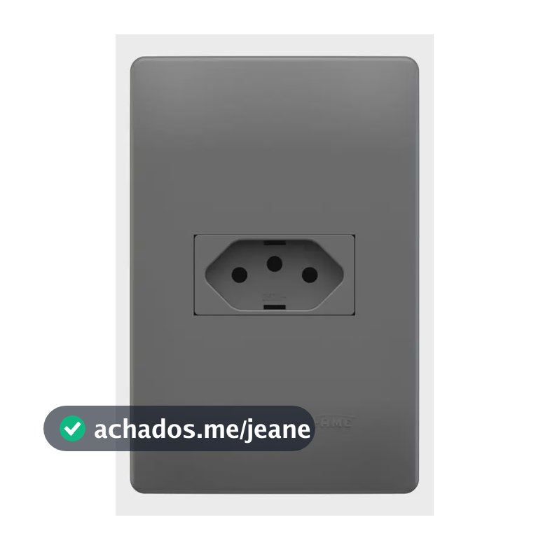 Tomada 20A Horizontal Cinza Onix com Placa 4x2 Linha Habitat Fame