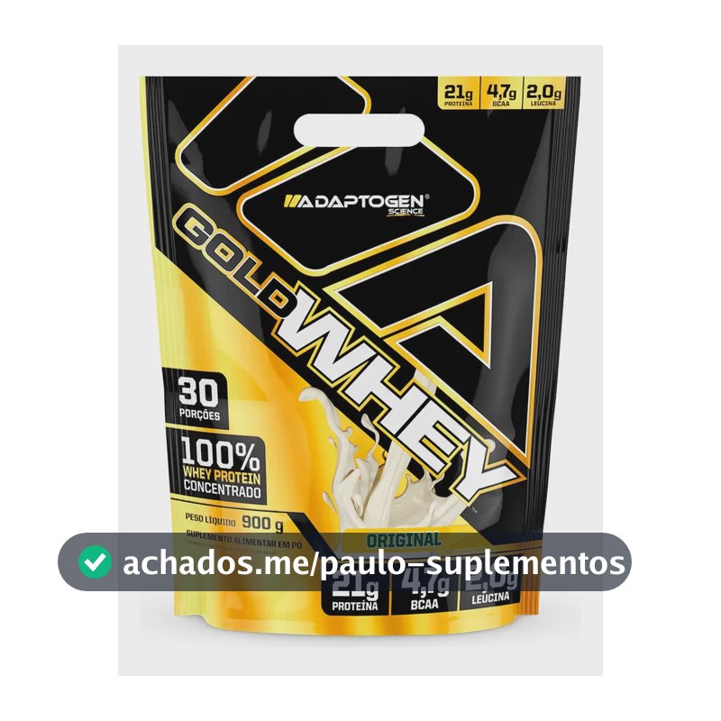 Proteína Adaptogen Gold Whey Original Em Pó Sem Sabor 900g