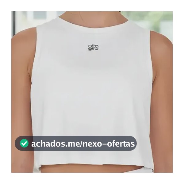 Regata Cropped Fitness Alto Giro Refletivos Branca
