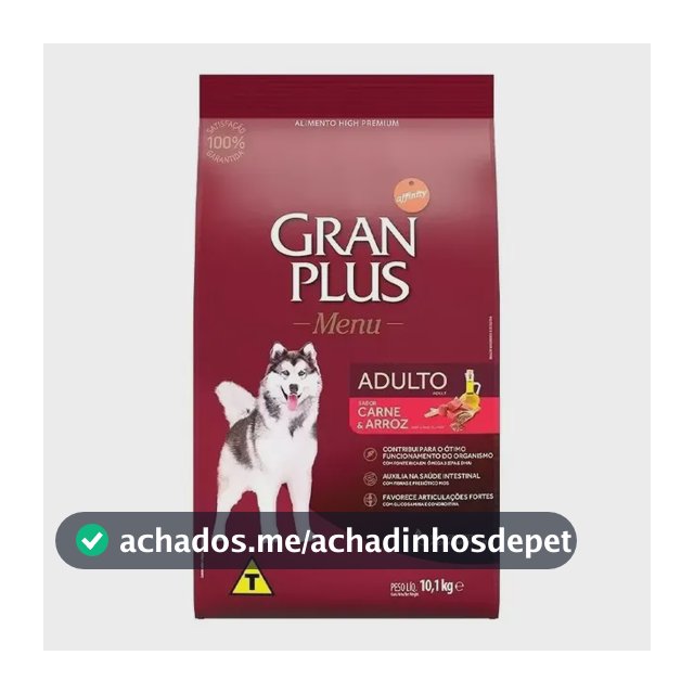 Ração Cães Médios E Grandes Carne Arroz Menu 10,1kg Granplus