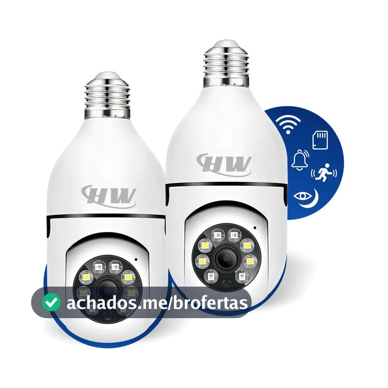 Kit C/ 2 Câmeras Lâmpada Ip Wi-fi 360° | Visão Colorida | Áudio | Sensor De Movimento | E27 App Yoosee- Hw