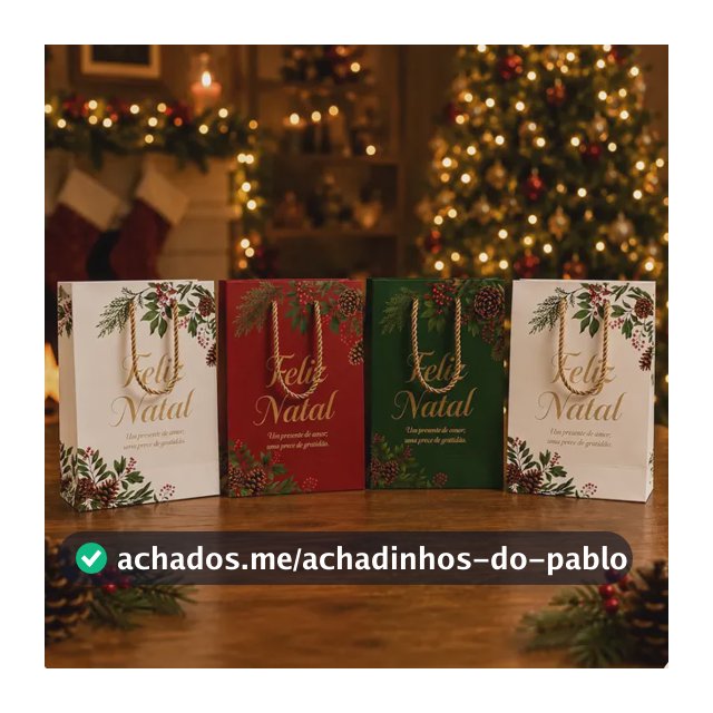 Kit 4 Sacolas Decorativas Feliz Natal Sortidas 19,4x27cm Multicolorido Feliz Natal