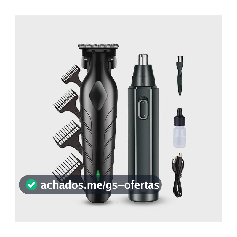 Máquina De Corte Acabamento Profissional Com Aparador De Nariz Cabelo Pelo Barbear Maquininha Detalhes Sem Fio Preto Catálogo