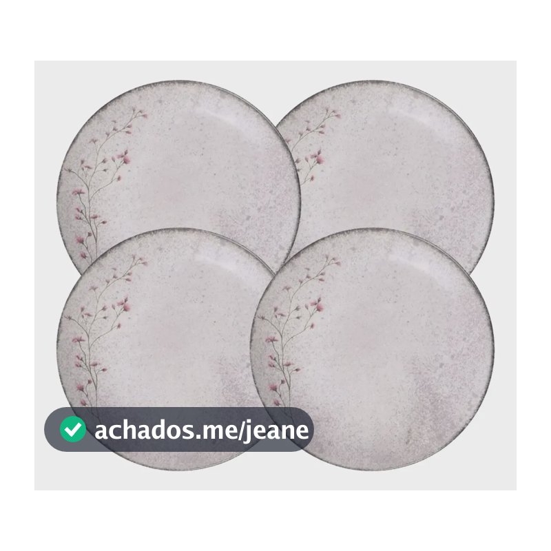 Jogo De Pratos Fundos 21 Cm Tramontina Floralis 4 Peças