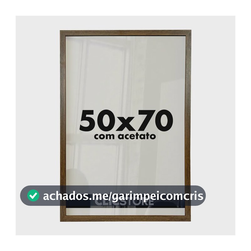 Moldura 50x70 com Acetato para Poster Quadros Foto Fotografia Diploma Quebra Cabeça Sala Quarto Clic Store Cor Marrom