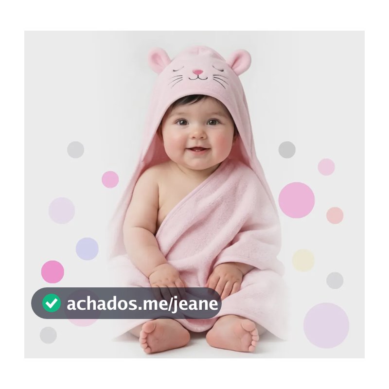 Toalha De Banho Bebe Infantil Macia Com Capuz Grande Forrada Rosa