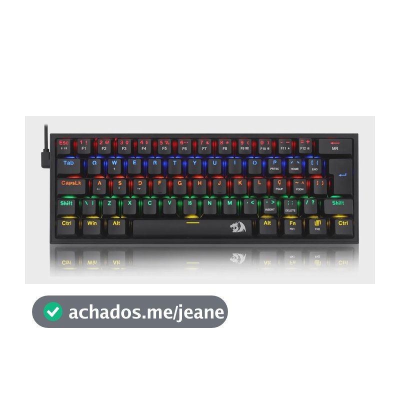 Teclado Redragon Gamer Fizz Rainbow Switch Brown Mecanico Cor de teclado Preto Idioma Português Brasil