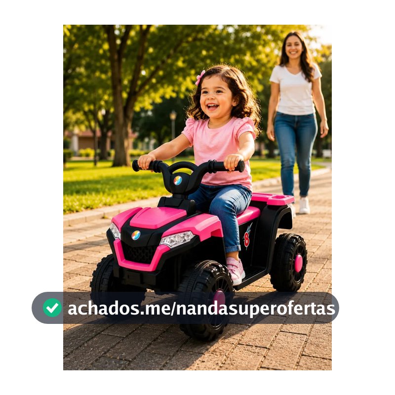 Quadriciclo Eletrico Rosa Bang Toys 6V com Musica e Carregador